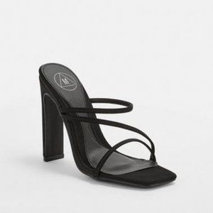 Missguided black multi strap mules